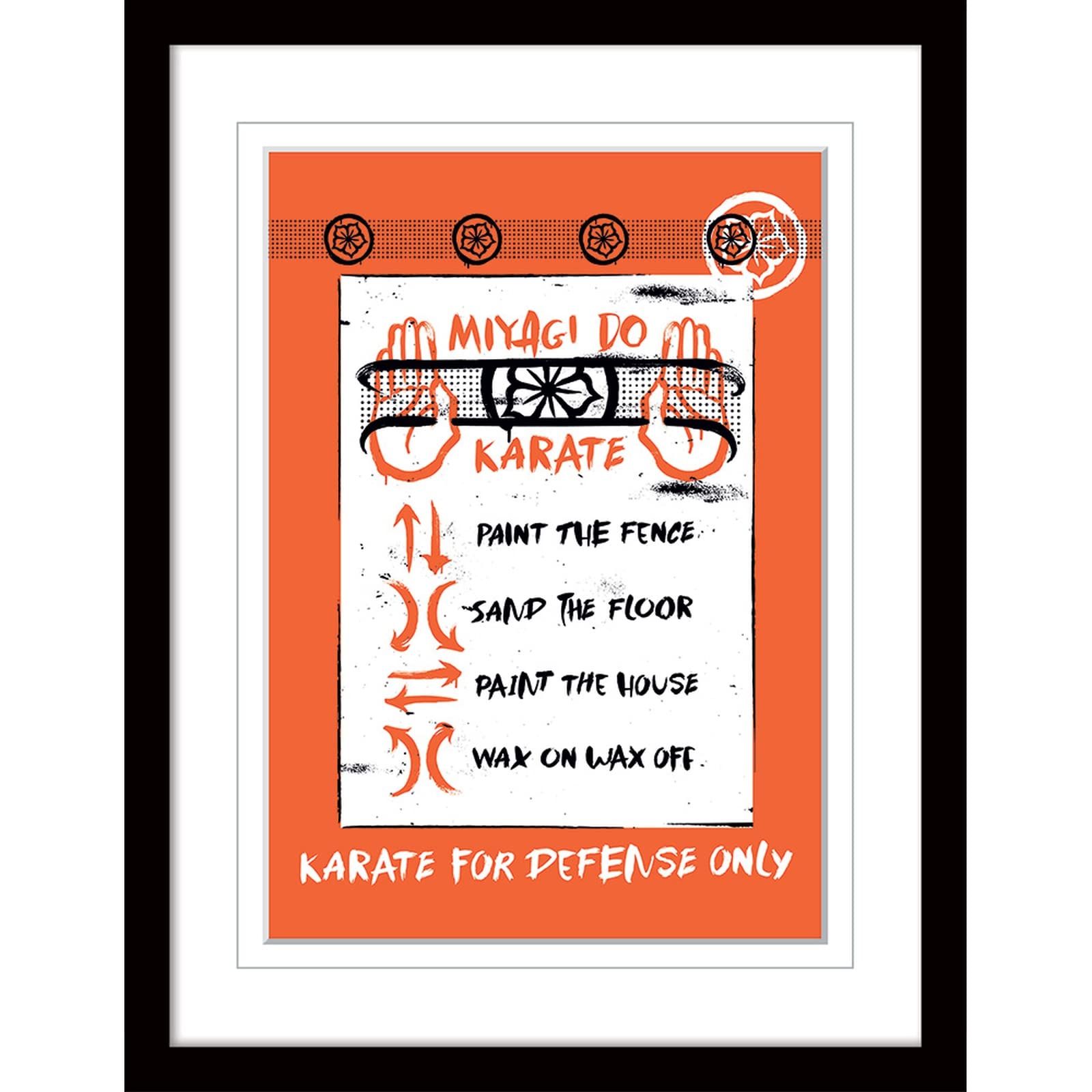 Cobra Kai Poster with Border and Black Frame (Miyagi-Do Karate Design) 30cm x 40cm Frame and Wall Art - Official Cobra Kai Merchandise