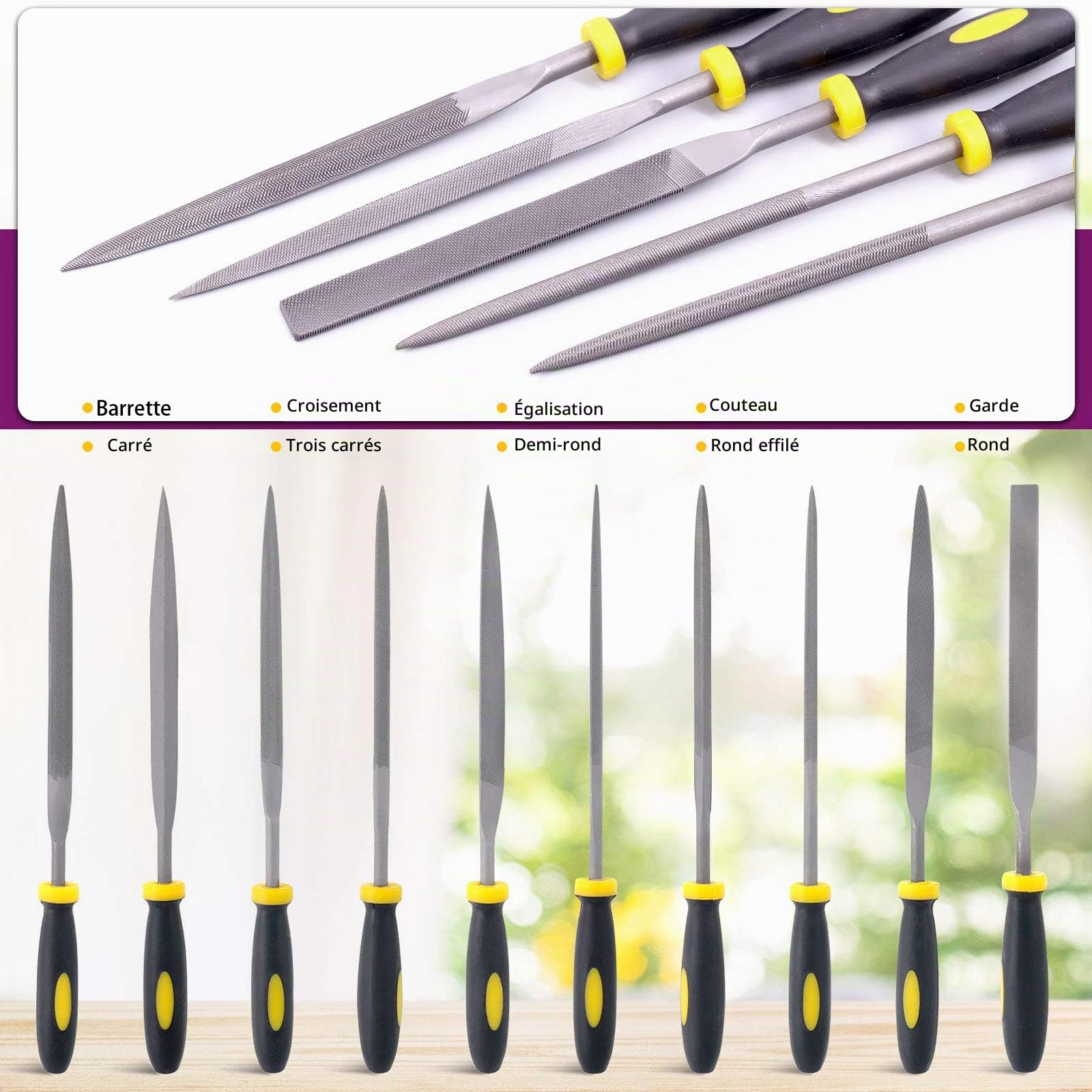 Swpeet Lot de 12 outils de mosaïque avec lime aiguille, y compris une pince à coupe de mosaïque en verre et une pince à carrelage, en alliage d'acier trempé, parfait pour le bricolage de mosaïque.