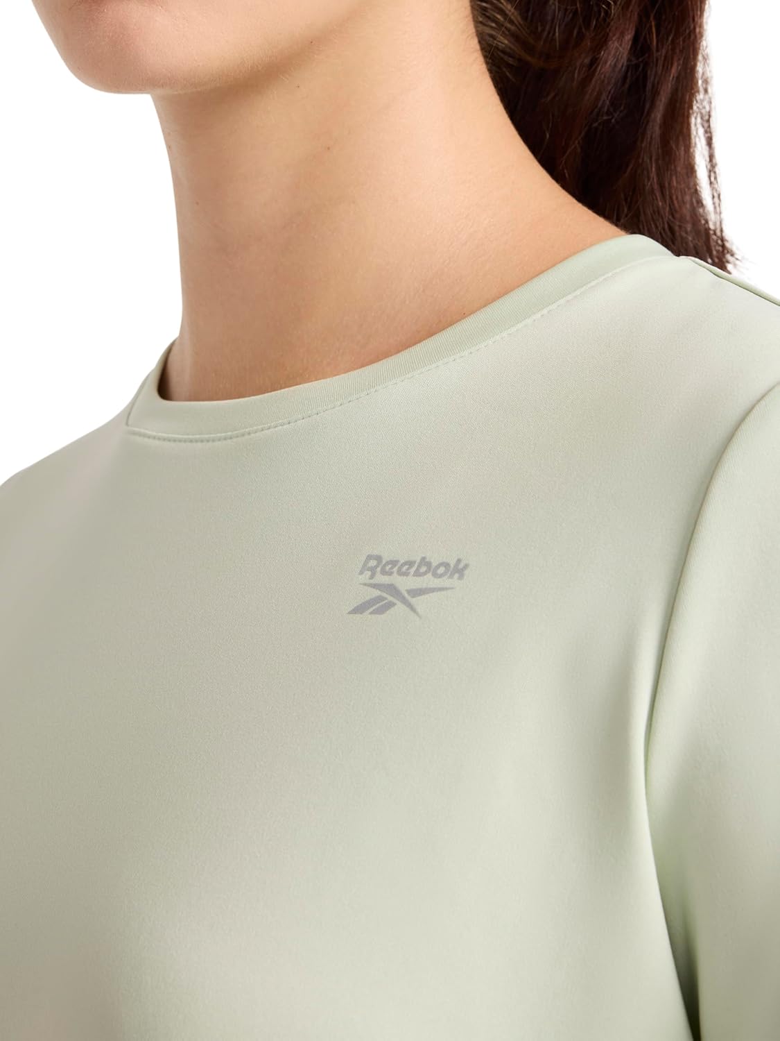 Reebok Womens Small Logo Short Sleeve Crewneck T-Shirt, Lightweight, Moisture Wicking - Image 4