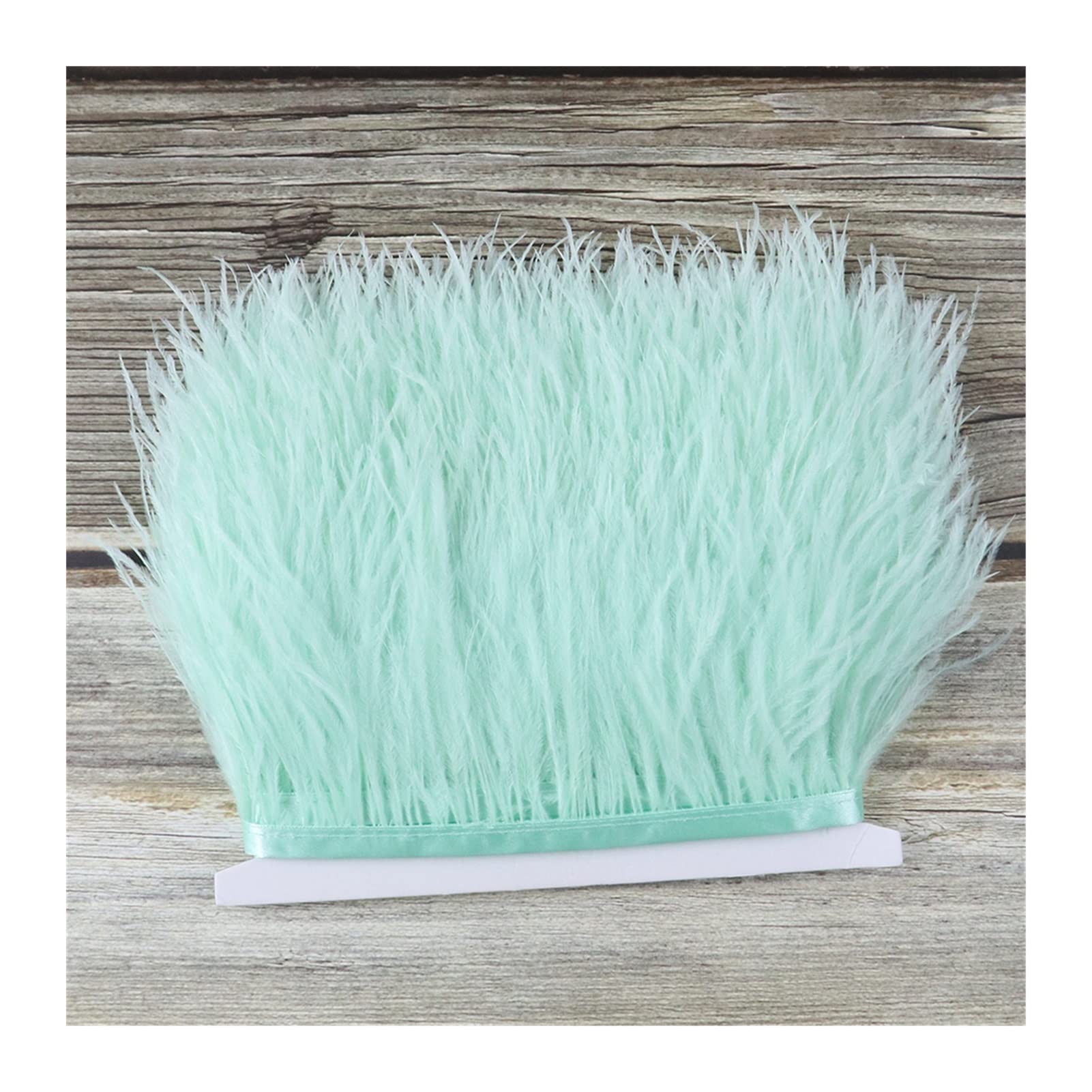 Plume latérale d'autruche en ruban de 10m, frange couture vert menthe