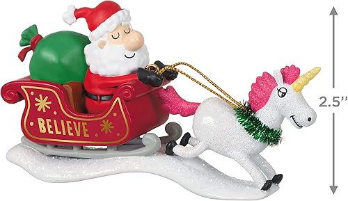 Miniatura 5 de Hallmark Keepsake Adorno de Navidad 2021, Just Believe Santa con unicornio