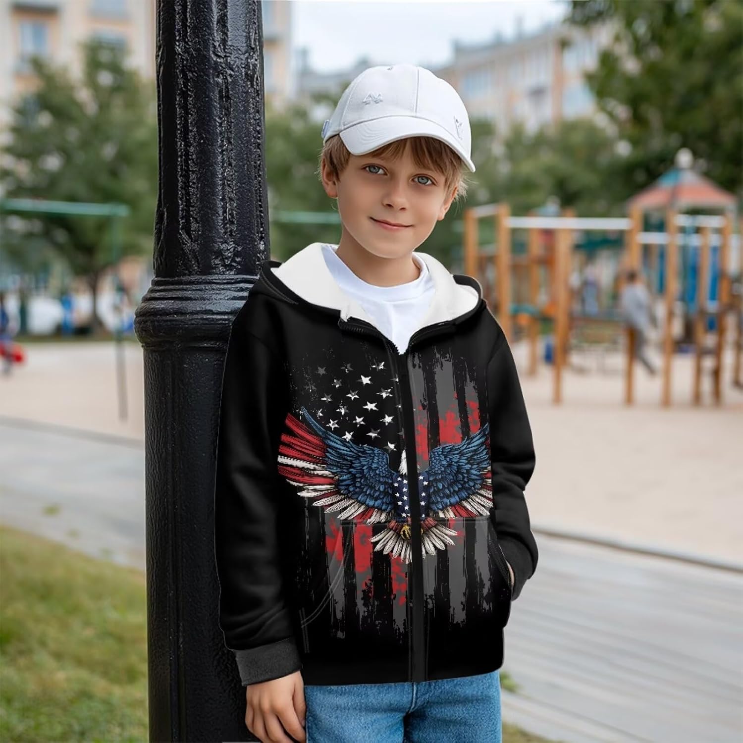 Unisex Warm Fleece Zipper Hoodies Pockets Long Sleeve Sweatshirt for Boys Girls Trendy Novelty Coat Fall Winter