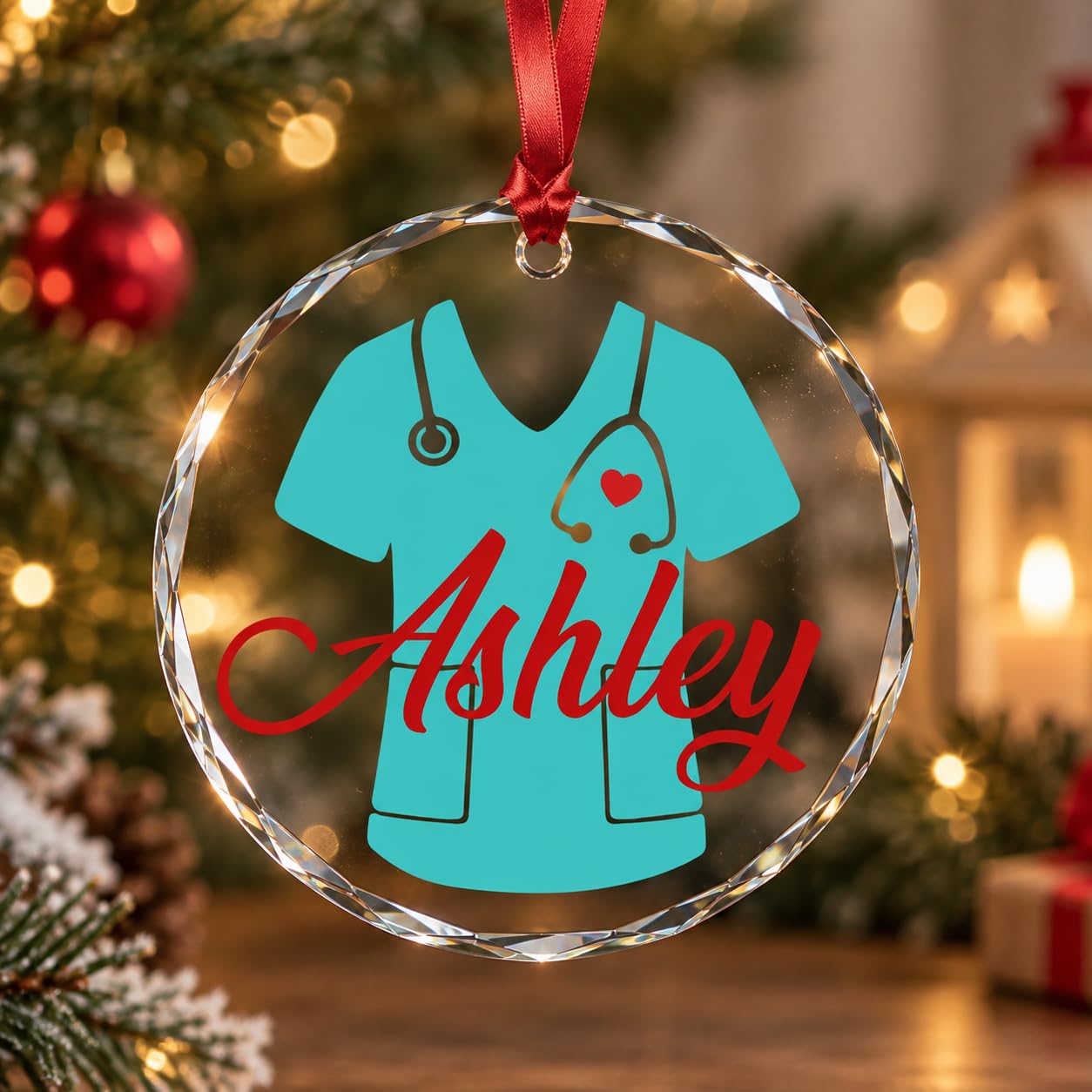 Personalized Nurse Uniform Crystal Ornament - Nursing Medical Graduation, Nurse Appreciation, Health Care Worker Gifts