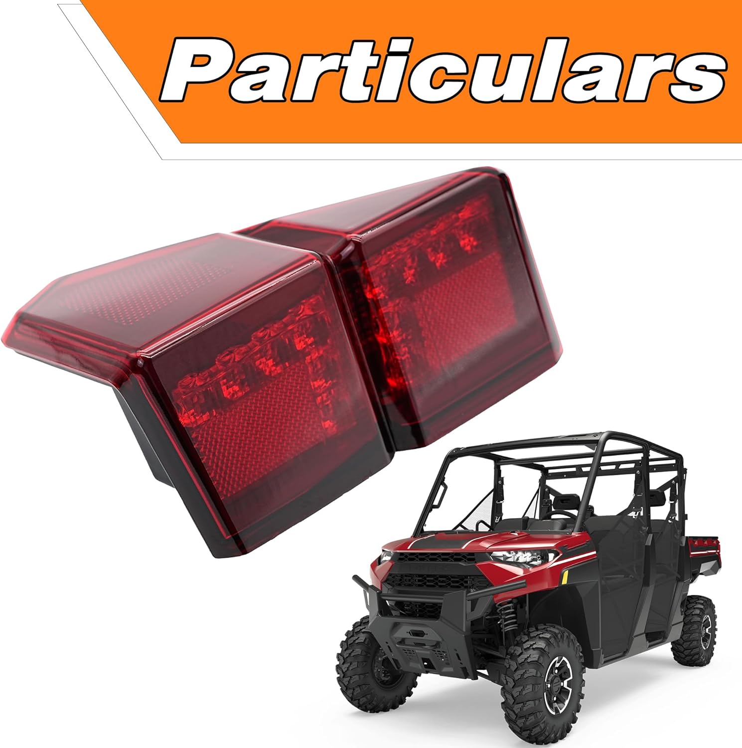 2PCS UTV Ranger LED Tail Lights Compatible for Polaris Ranger 1000 XP/Crew 2018 2019 2020 2022 2023 .Replace# 2413766 2413767 Rear Brake Stop Running Lamps