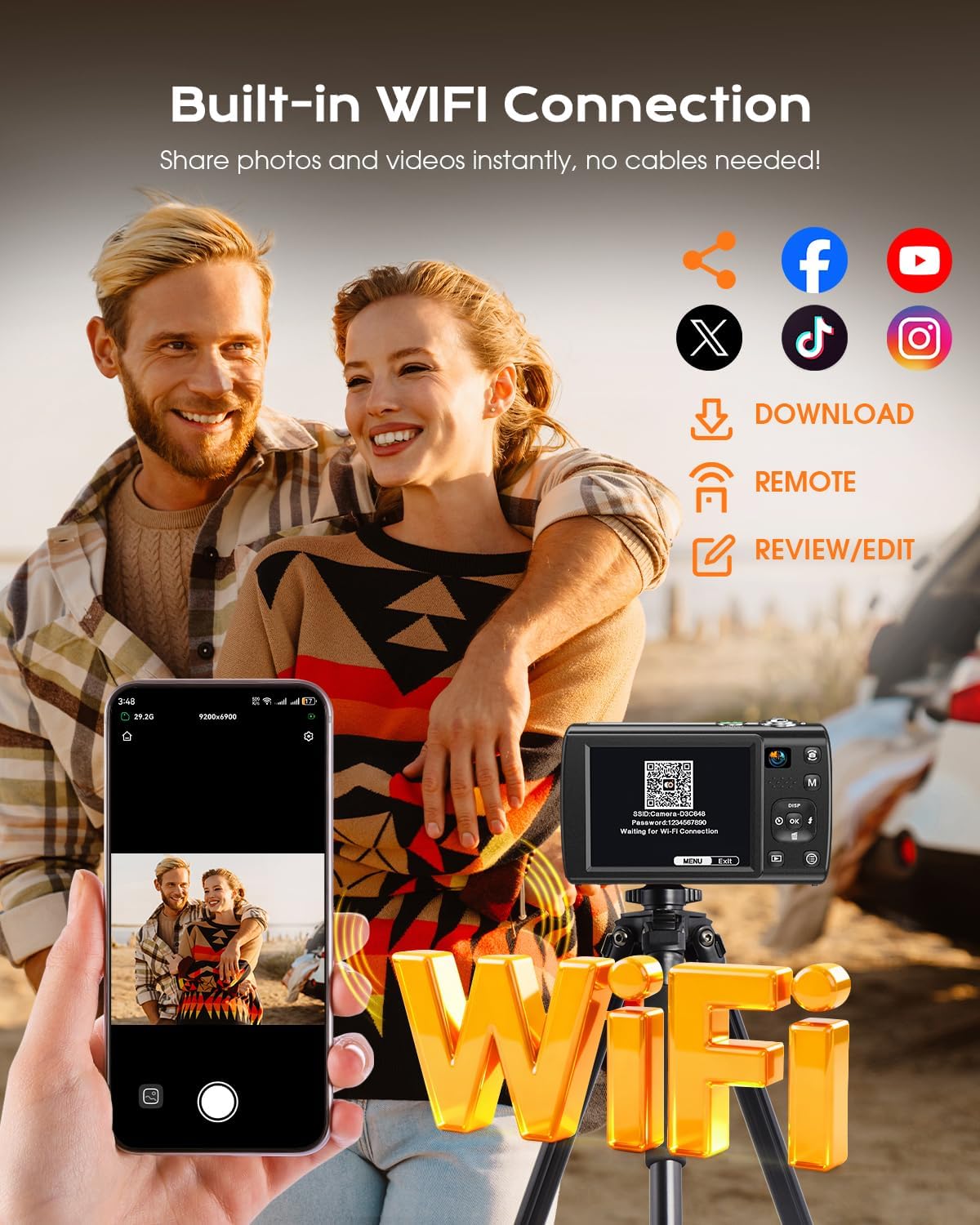 8K Digital Camera for Photography, 2026 Latest WiFi 88MP Vlogging Camera for YouTube with Dual Lens, Touch Screen, Autofocus Anti-Shake, 16X Zoom, Compact Travel Camera, 64GB Card, 2 Batteries, Black - Image 6