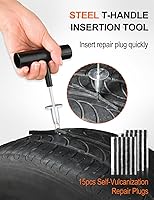 Vista 4 de SAFELIFE Kit de reparación de neumáticos con bolsa de almacenamiento de enchufes, kit de tapones de neumáticos resistentes, herramienta