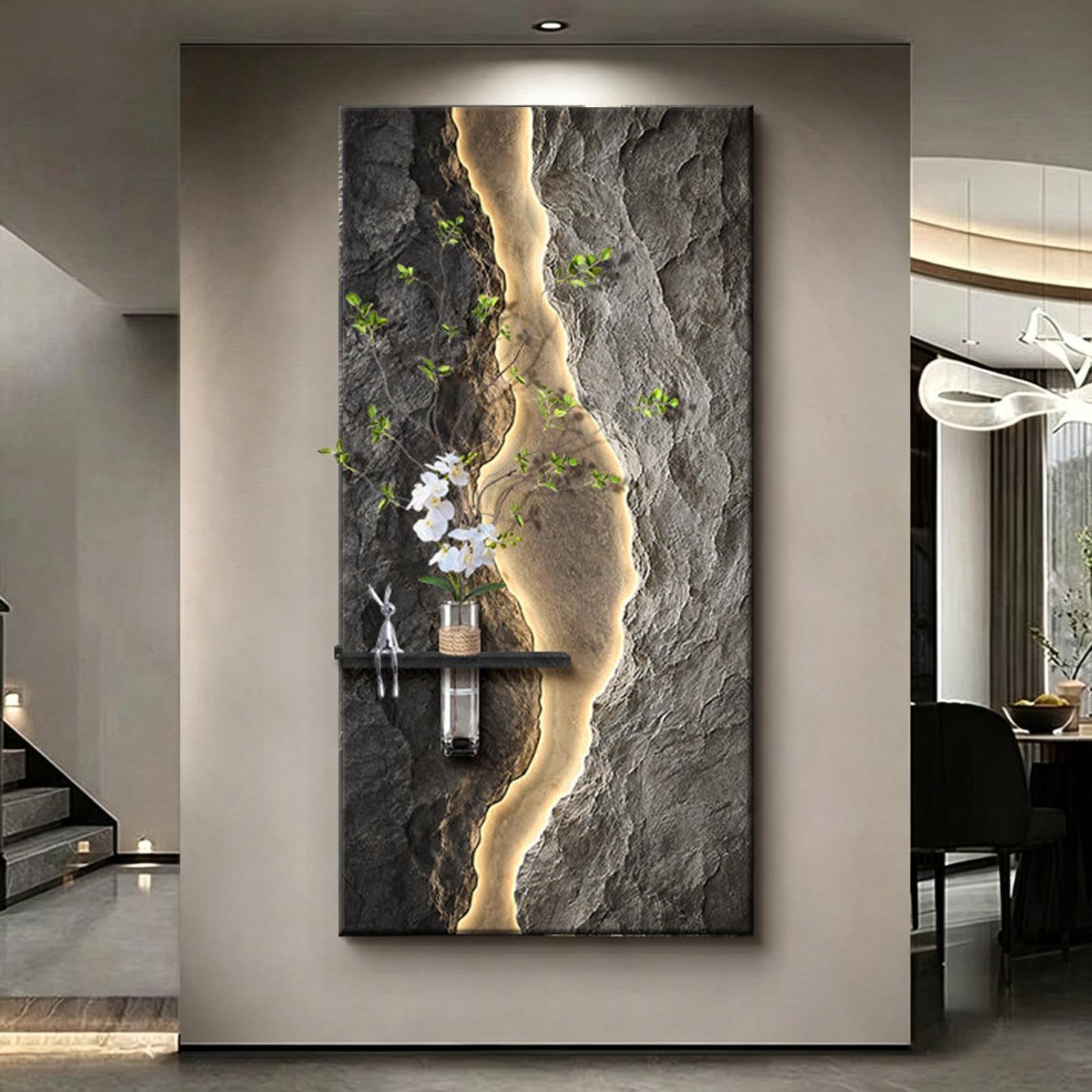 3D-Wandkunst-Dekoration aus Sandstein mit LED-Beleuchtung