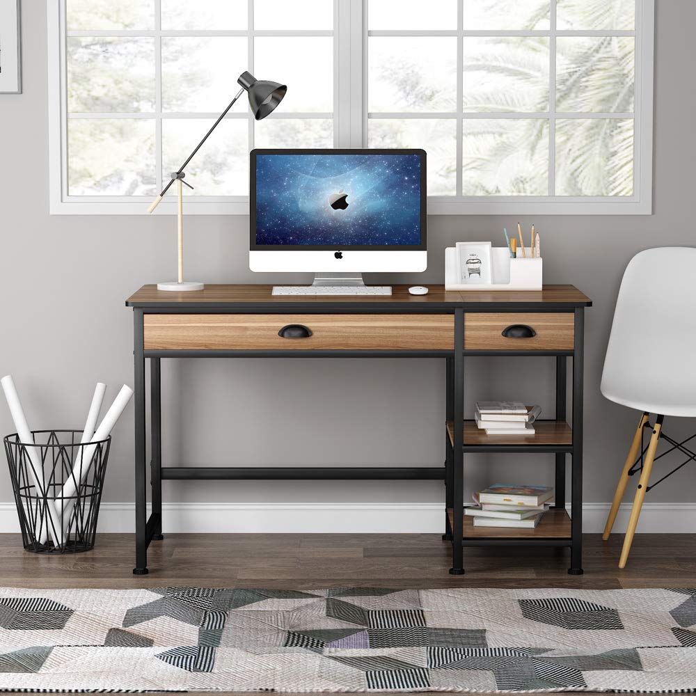 Tribesigns Rustic Lift Top Computer Desk with Drawers, 47 inch Writing