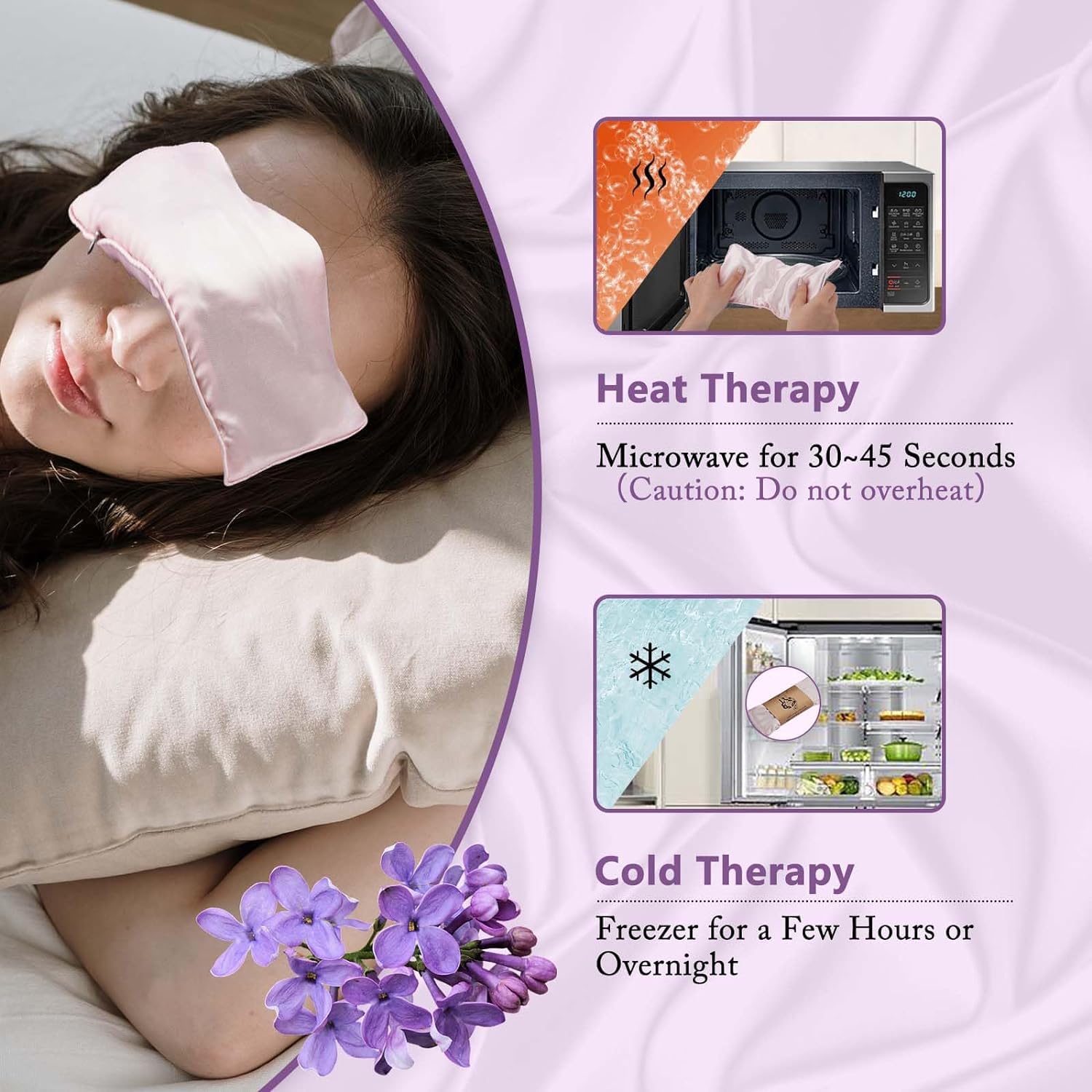 Hihealer Set di 2 maschere per gli occhi di seta, per dormire, yoga, spa, meditazione, impacchi umidi e freddi, cura personale per le donne