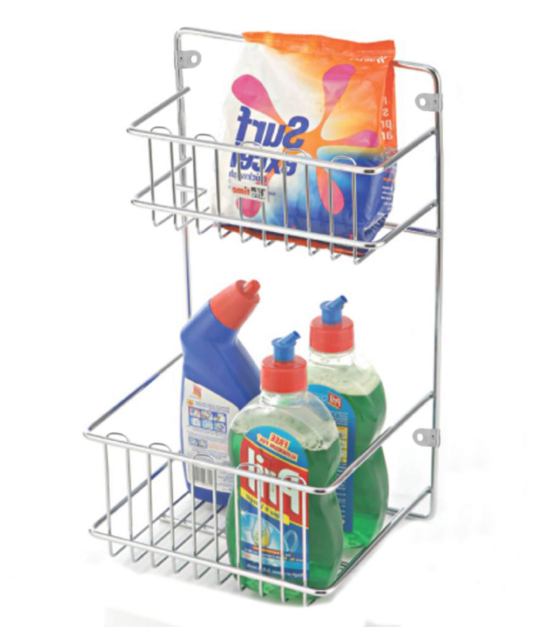 Shengshou Multipurpose Stainless Steel Double Layer Wall Mount Kitchen and Bathroom Detergent Rack Holder, Bathroom Shelves, Shampoo Holder Rack for Bathroom (Silver) (B08SKCYM8Q) Amazon Price History, Amazon Price Tracker
