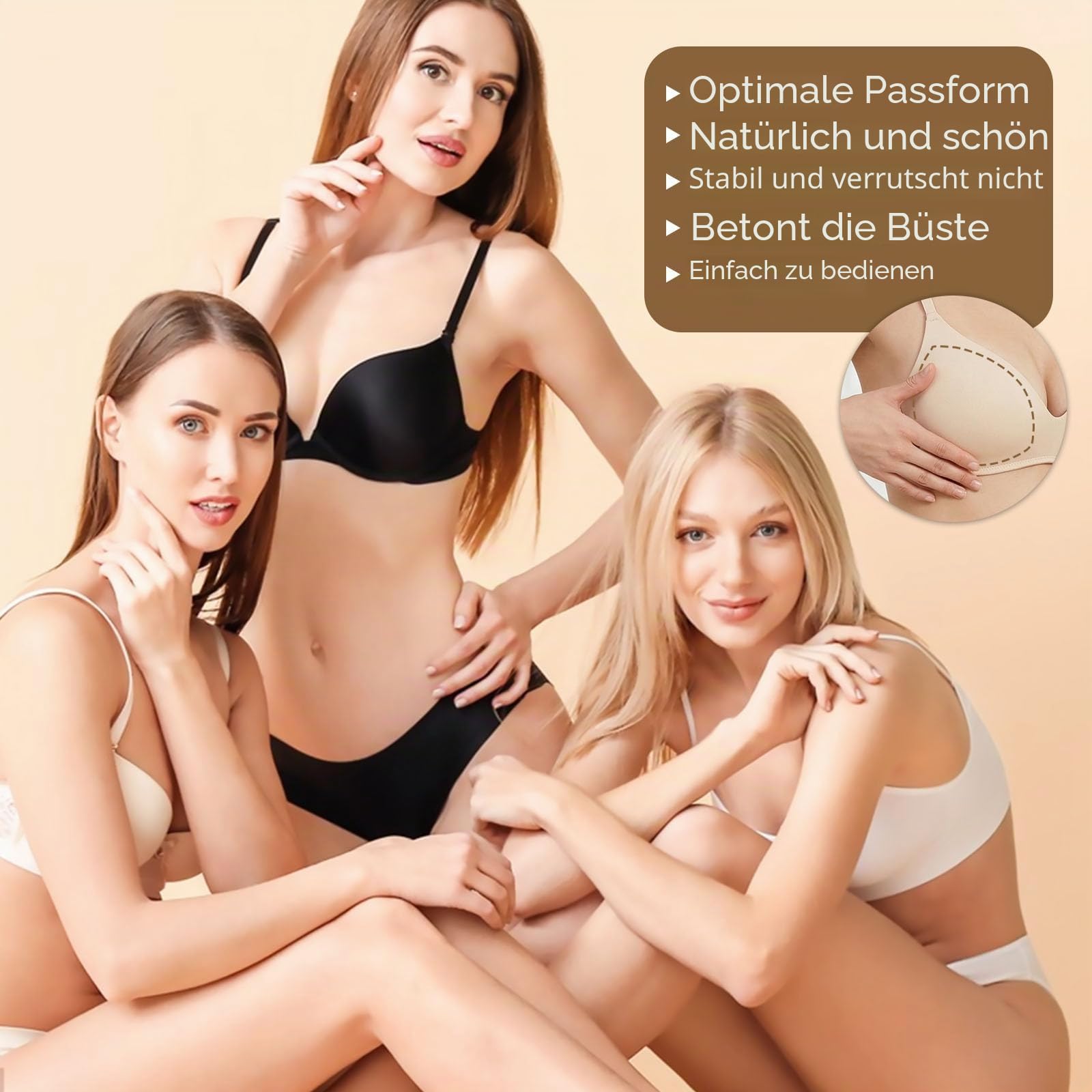 4 Paar Knödelform BH-Einsätze, Dicke Push up Pads, Abnehmbare Ersatzschwamm, Dünne Oberseite&Dicker Boden BH Cups Zum Einnähen, Bikini Einlagen Für Frauen Und Mädchen(Hautfarbe)