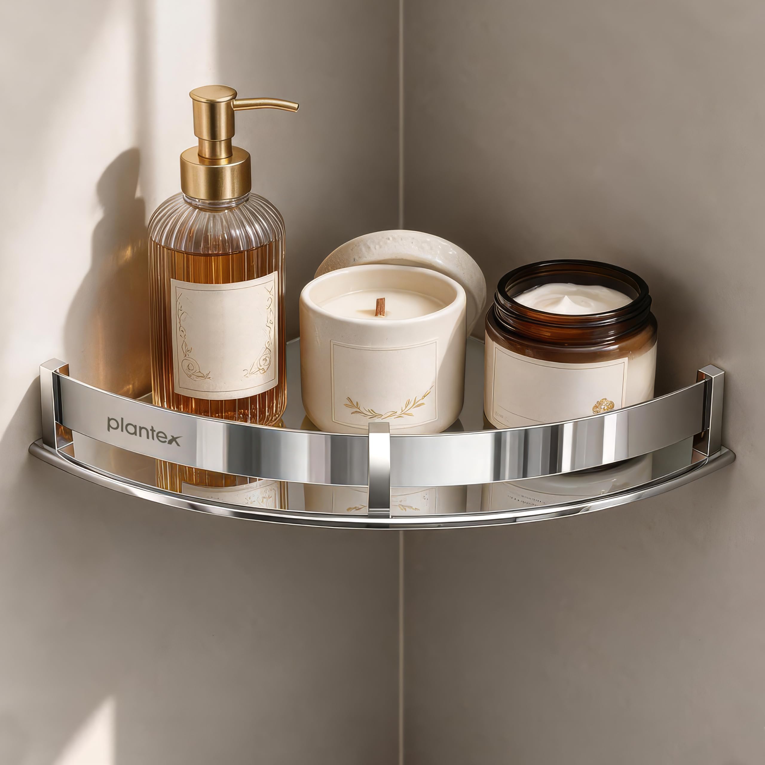 Plantex Bathroom Corner Shelf for Wall/Stainless Steel Shelf for Bathroom Corner with Railings/Bathroom Fittings Accessories Set (9x9 inches, Chrome)-image-46