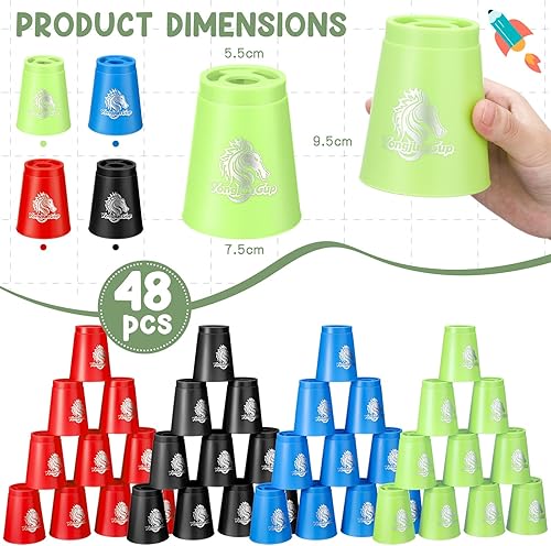 Miniatura 3 de Libima Juego de 48 tazas deportivas apilables, juegos clásicos, juego de entrenamiento de velocidad para niños y niñas, adultos, fiesta familiar,