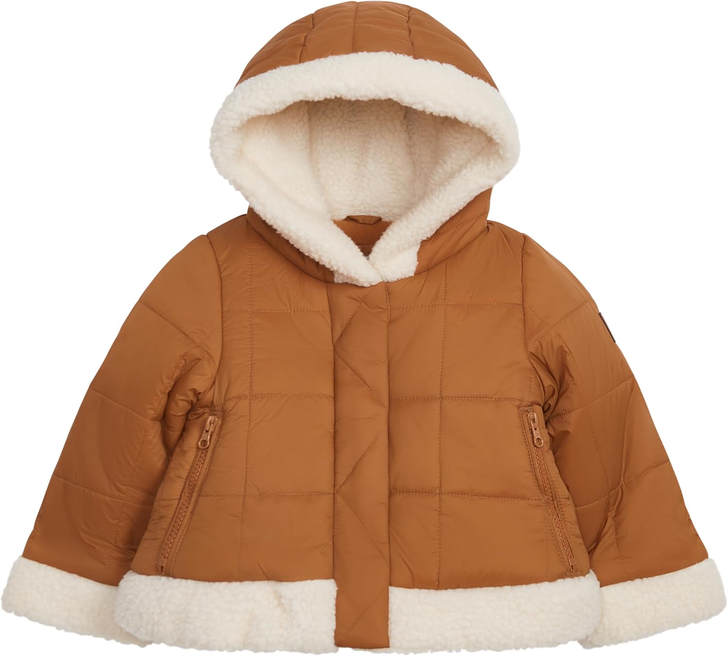 LONDON FOG Girls' Heavyweight Winter Puffer Coat With Sherpa Trim