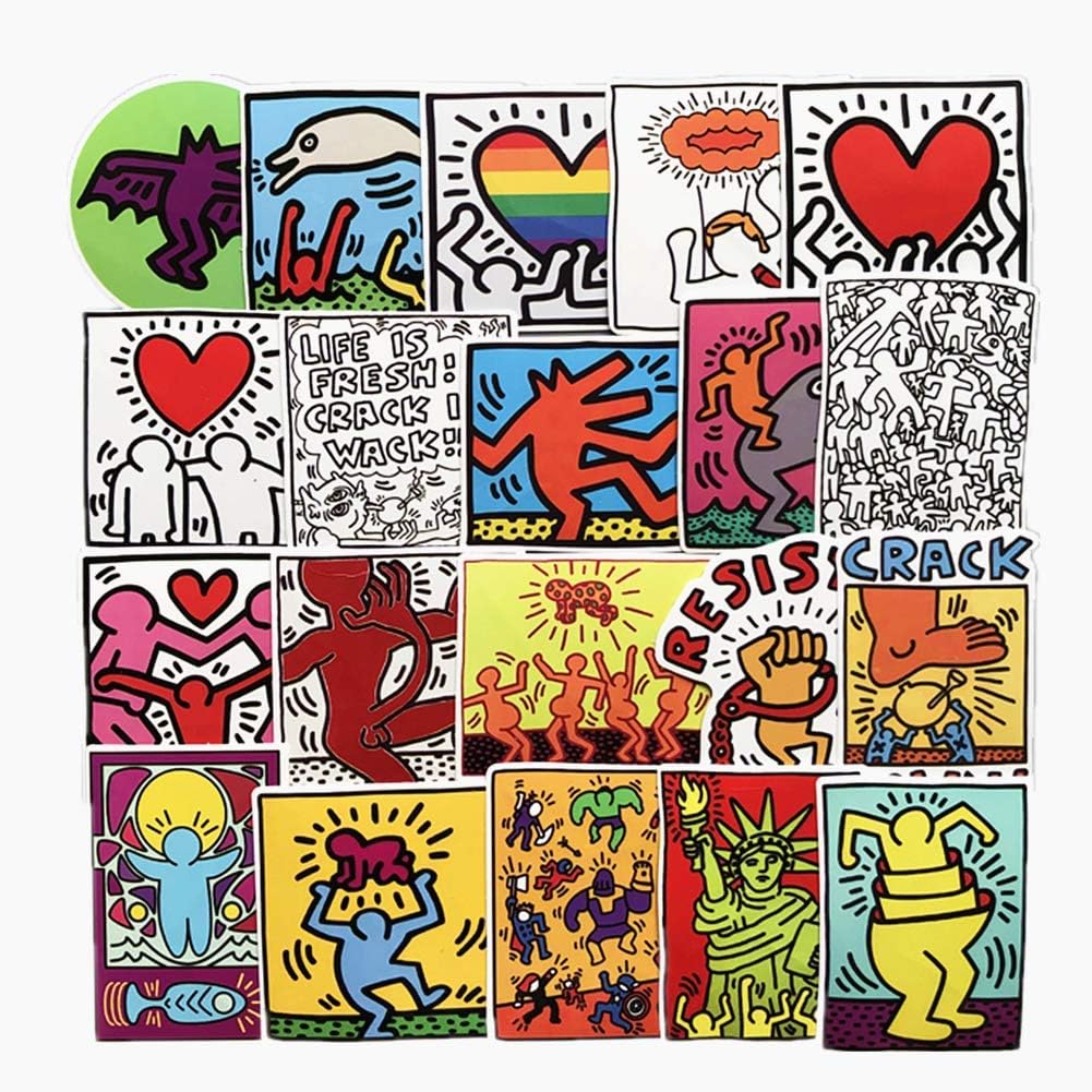 Amazon ジャション クラットブ Keith Haring 落書きアート ステッカー シール50枚ステッカーセット ステッカー 防水 日焼け止め ステッカー ブランド スーツケースステッカー お気に入りのスーツケース ギター バイク 自転車 水のボトル ヘルメット パソコン