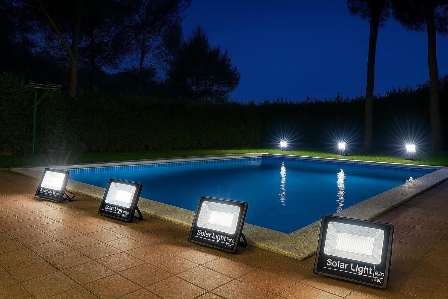 Faro a Led con Pannello Solare da Esterno IP67 impermeabile 1000W Luce Bianca 6500K SMD Ultra Luminoso con Telecomando Funzione Timer e Sensore Crepuscolare per Cortile, Giardino, Strada, Parcheggio
