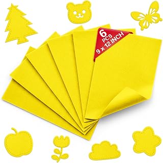 Yellow Soft Felt Sheets for Crafts, 9" x 12", 1.6mm Thick, 6 Pcs | Premium Felt Fabric for Sewing, Kids' Crafts, DIY Projects, Embroidery, School & Home Art Supplies