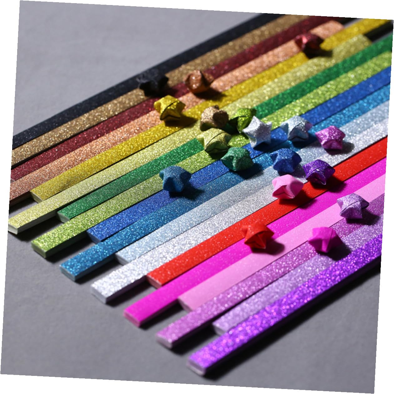 jojofuny 60 Confezioni Carta per Origami Stelle Glitterate Coloratper Fai da Te Creativo Carta Resistente per Progetti Artigianali Scuola