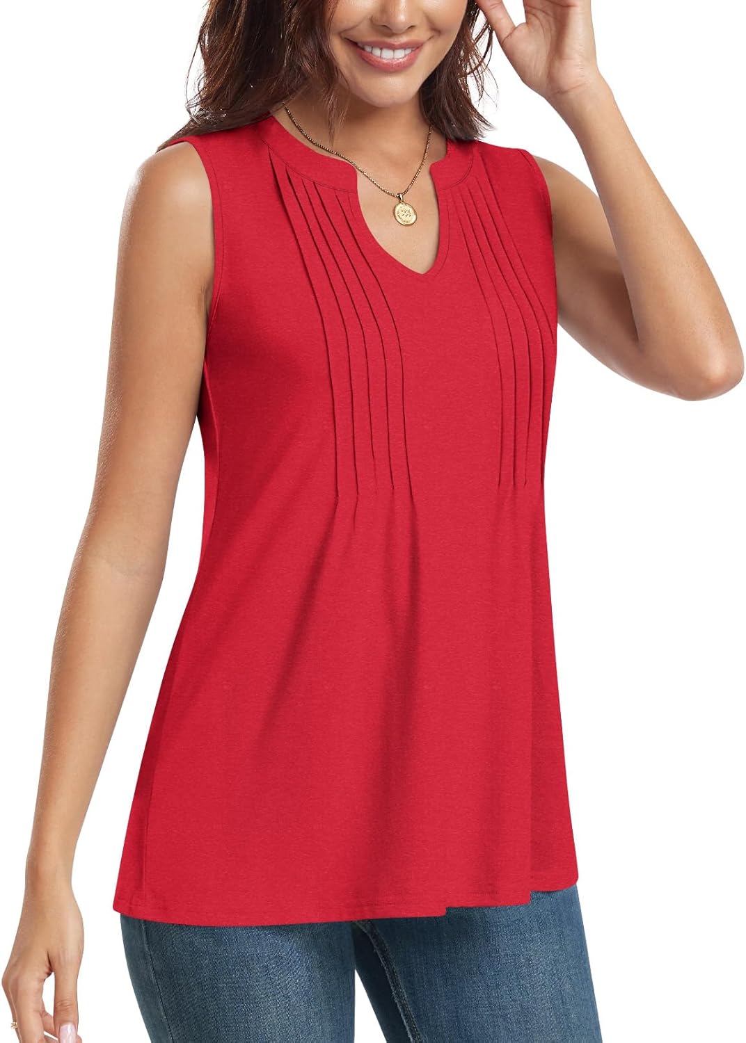 Bestbee Women's Tank Tops Dressy Casual 2025 Summer Blouses Business Shirts V Neck Sleeveless Tunic Tops - Image 4