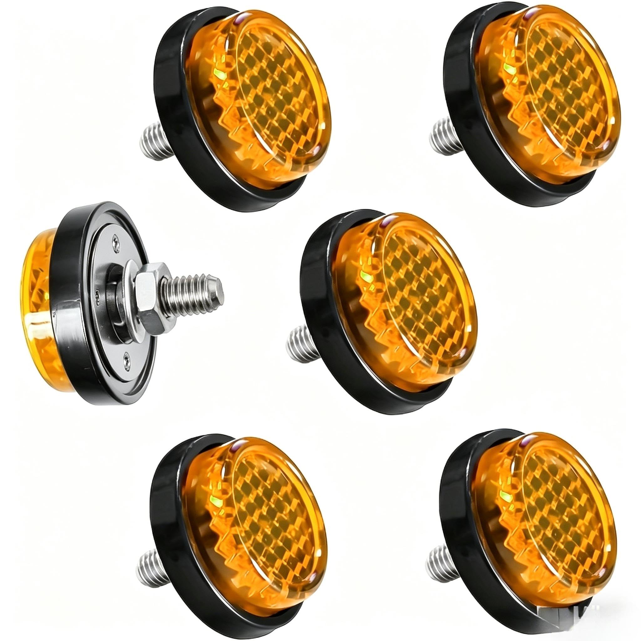 ONEMAJI 6 Pcs Motorcycle Reflector for Suzuki VX800 VX 800, Safety Warning Plate Rear Light Marker Night Visibility Signal Exterior Reflective Trim,Yellow