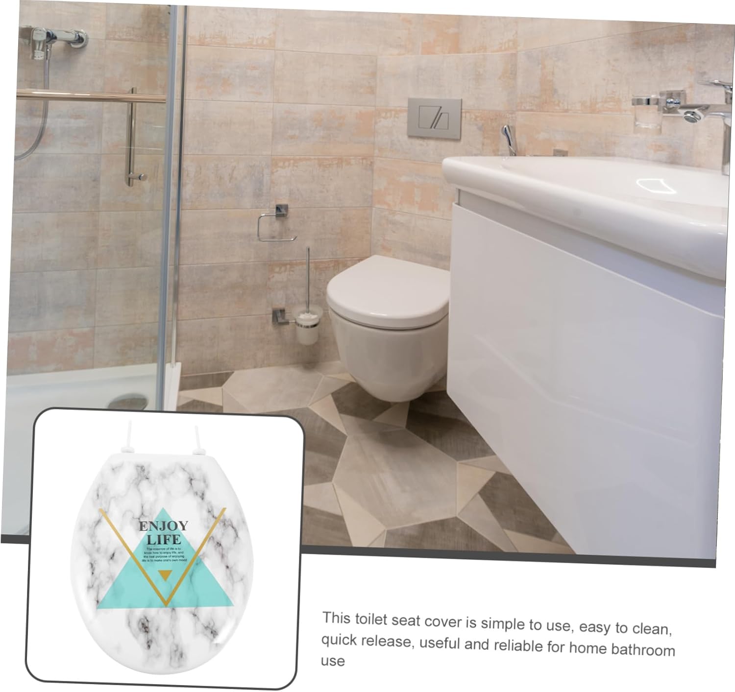Hemoton Bathroom Toilet Seat Marble Effect U-shaped Plastic Toilet Seat Cover for Home and Easy to Install Smooth Surface Comfortable for Daily Use
