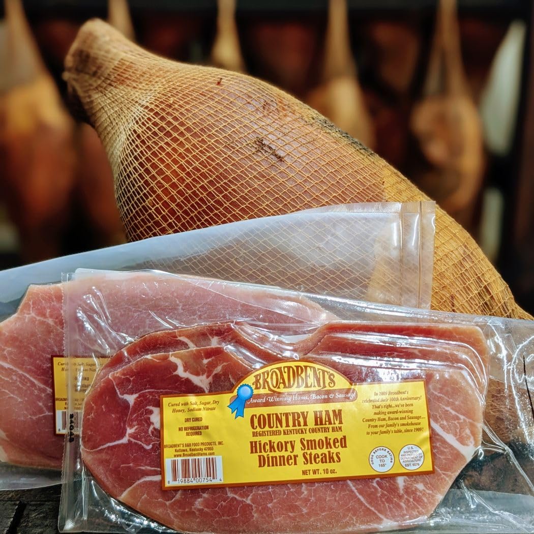 Broadbent's Hickory Smoked Country Ham Dinner Steaks, 10oz. each (4 Pack)