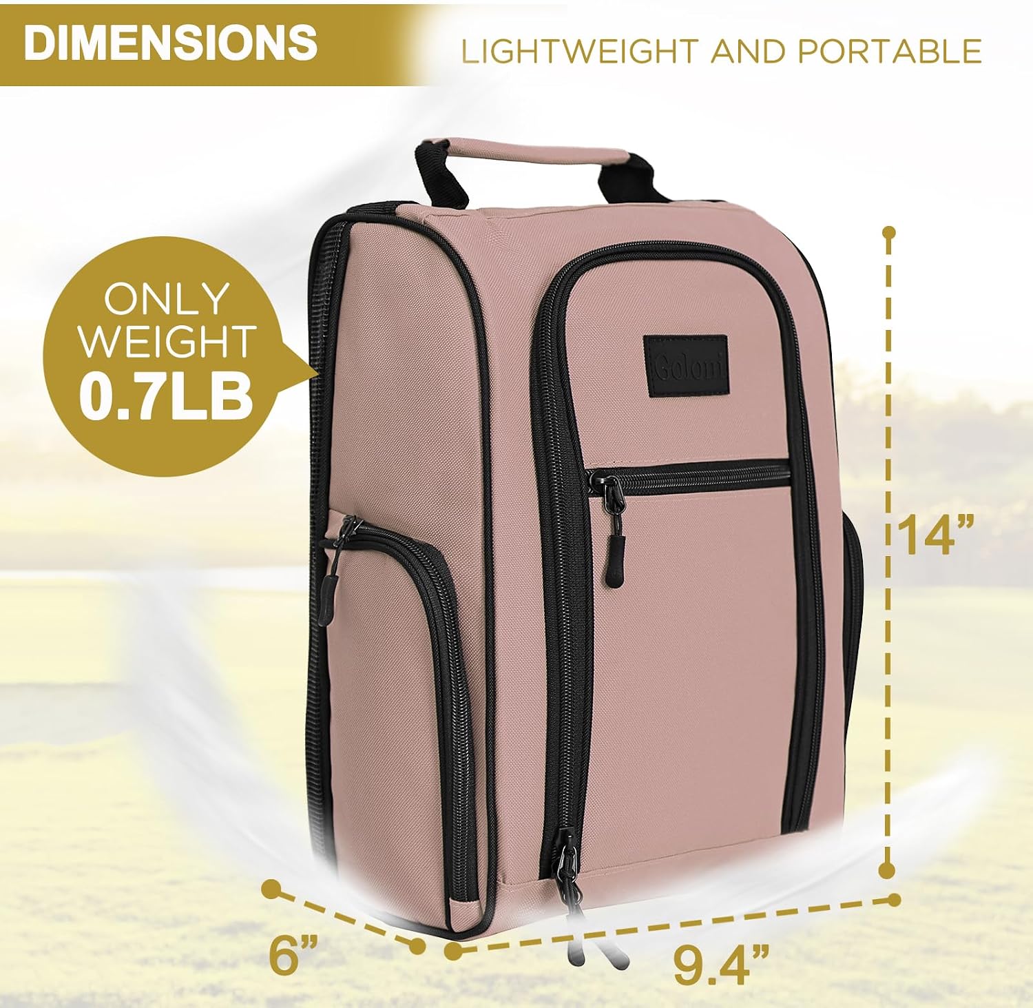 Goloni Golf Shoe Bag for Men Women, Ventilated Golf Shoe Bag with Side Pockets, Lightweight Portable Golf Shoe Carrier for Golf Shoes, Tees, Balls & Accessories,Light Pink image 2