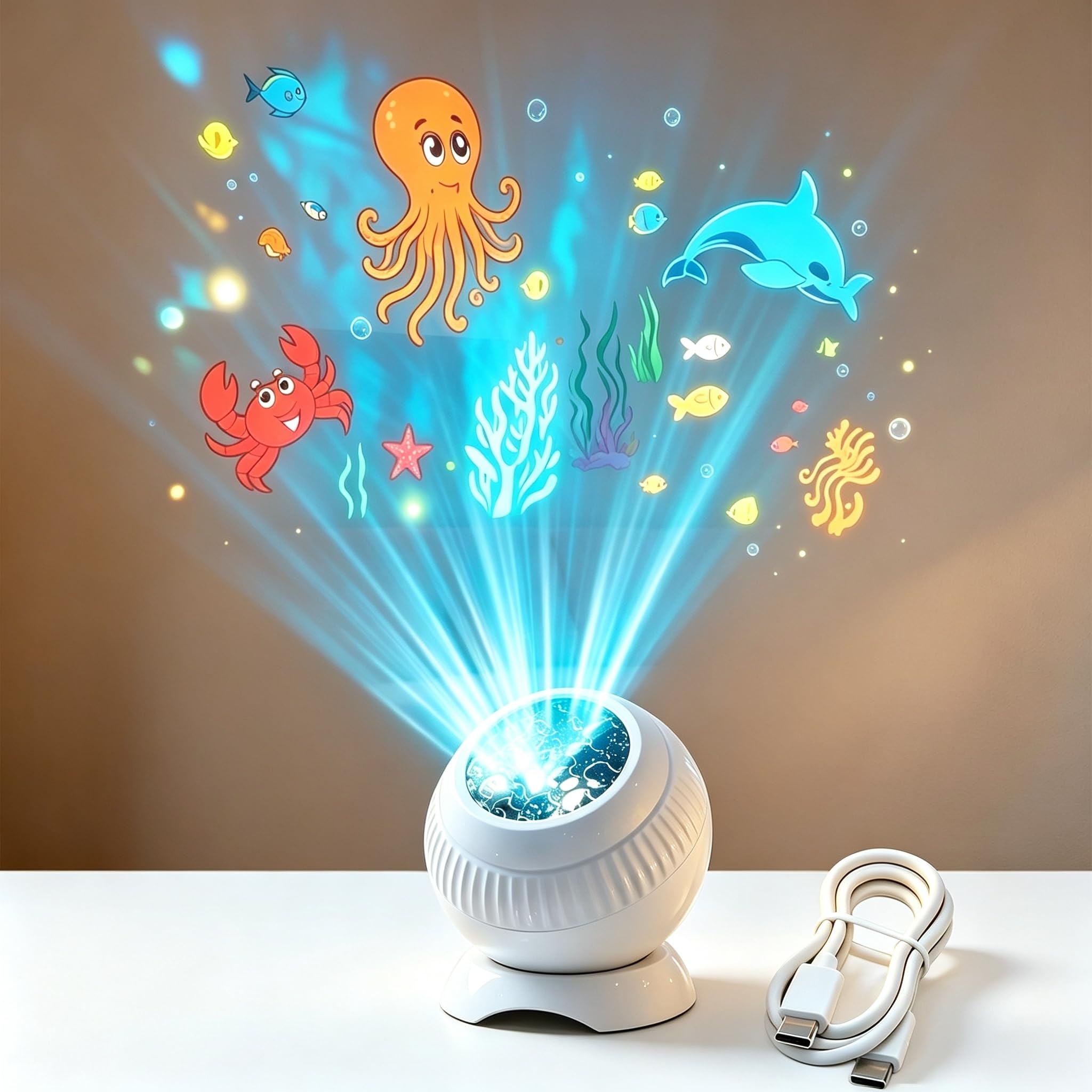 Christmas Projector Lights, Holiday Snowflake Santa Projection Lamp (Ocean -White)