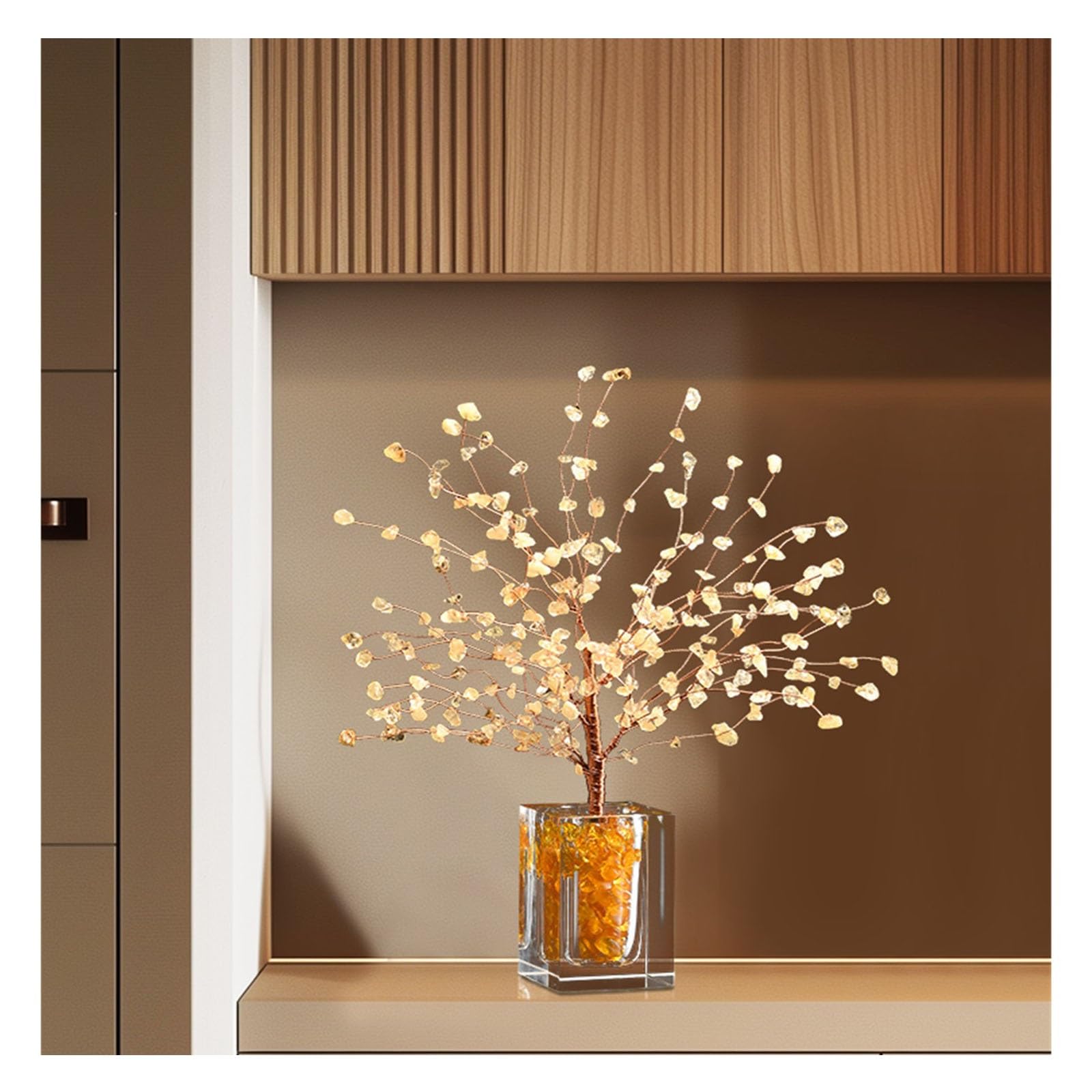 Ozdoby Drzewo Życia Drzewo Feng Shui Kamienne Drzewo Bonsai Drzewo Pieniądze Drzewo na szczęście Domowe Biuro Dekoracja stołu Drzewo Pieniądze (Żółte)
