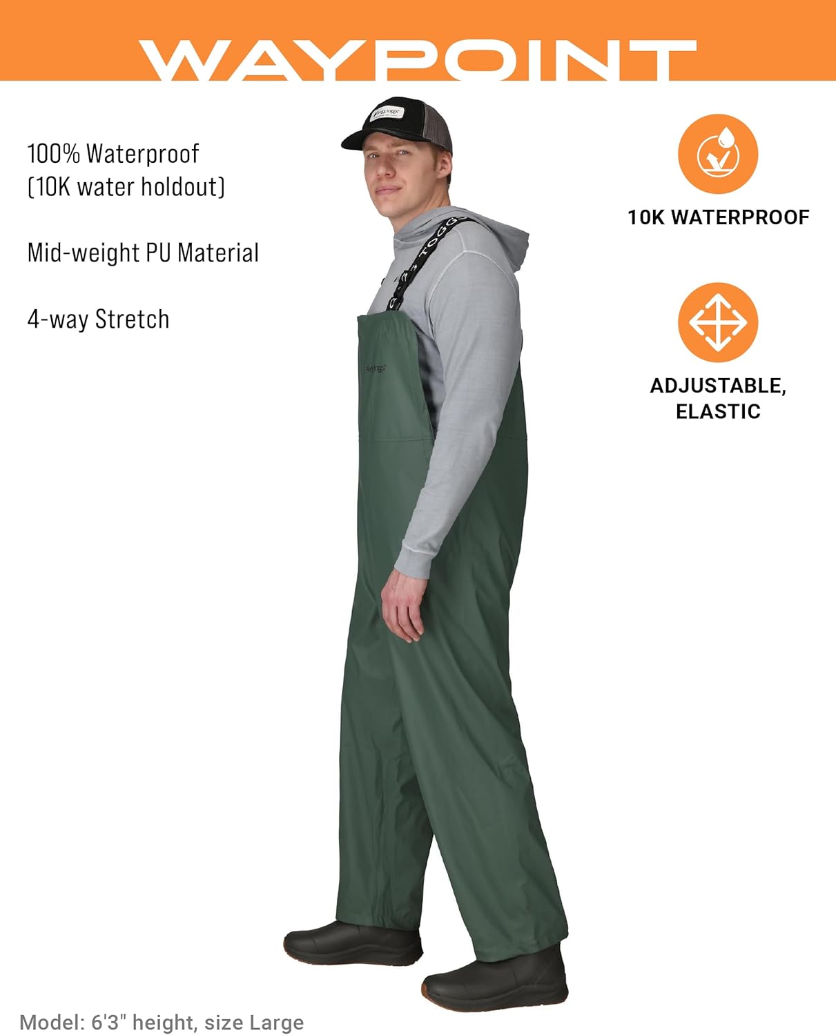 FROGG TOGGS mens Waypoint Angler Waterproof, Durable Bibs With 4-way Stretch