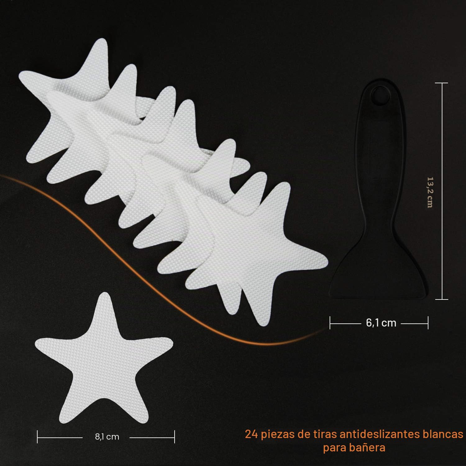 Secopad Pegatinas Antideslizantes para Ducha, 24 calcomanías de Seguridad para bañera con raspador Premium (Blanco)