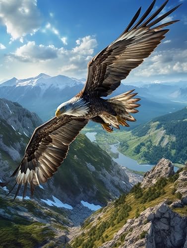 Kaliosy Kits de arte de diamantes 5D para adultos, águilas, montañas, por números, pintura de diamantes, animales, bricolaje, taladro completo,