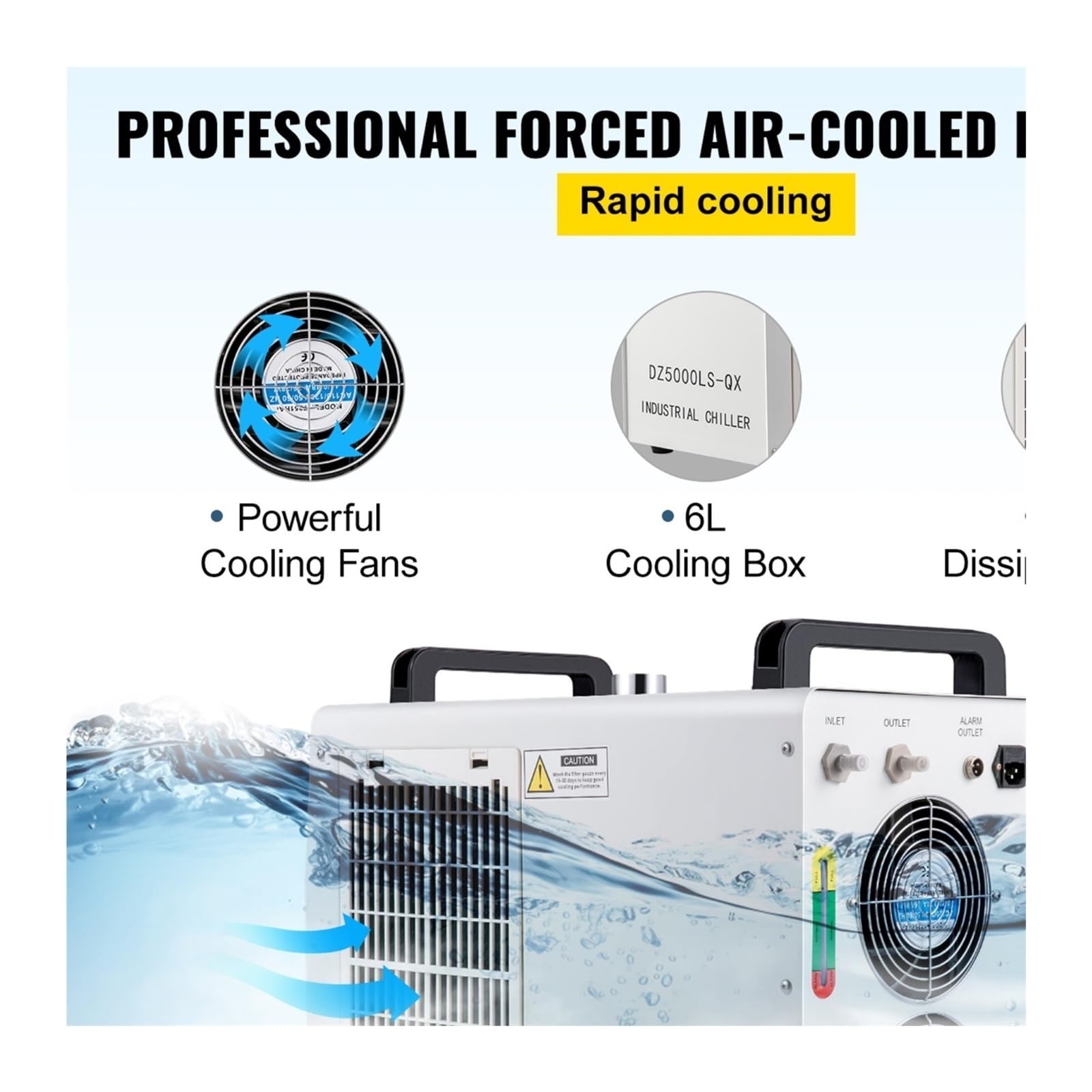 Przemysłowy agregat chłodniczy wody lodowej CW-5200DG do rur CO2 o mocy 130/150 W, chłodnica z rurą szklaną i precyzyjnym termostatem, zbiornik chłodzący 6 l Do użytku DIY(CW-5200)