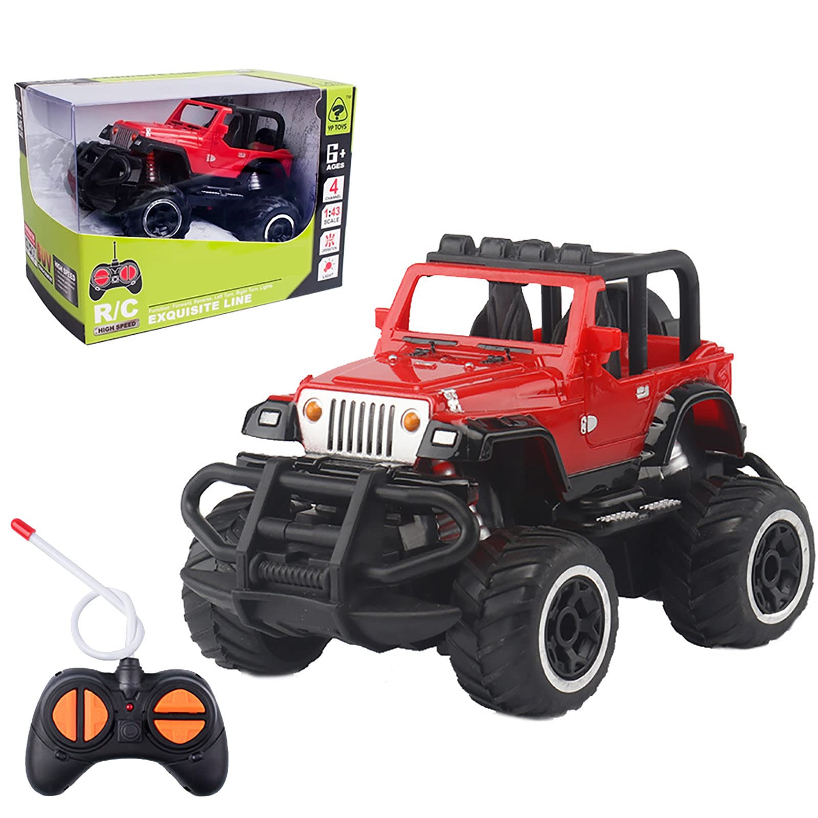 Remote Control RC Car Off Road Vehicle Toy Truck High Speed Racing for Kids Boys Girls Birthday Party Cool Gadgets (Red, One Size)