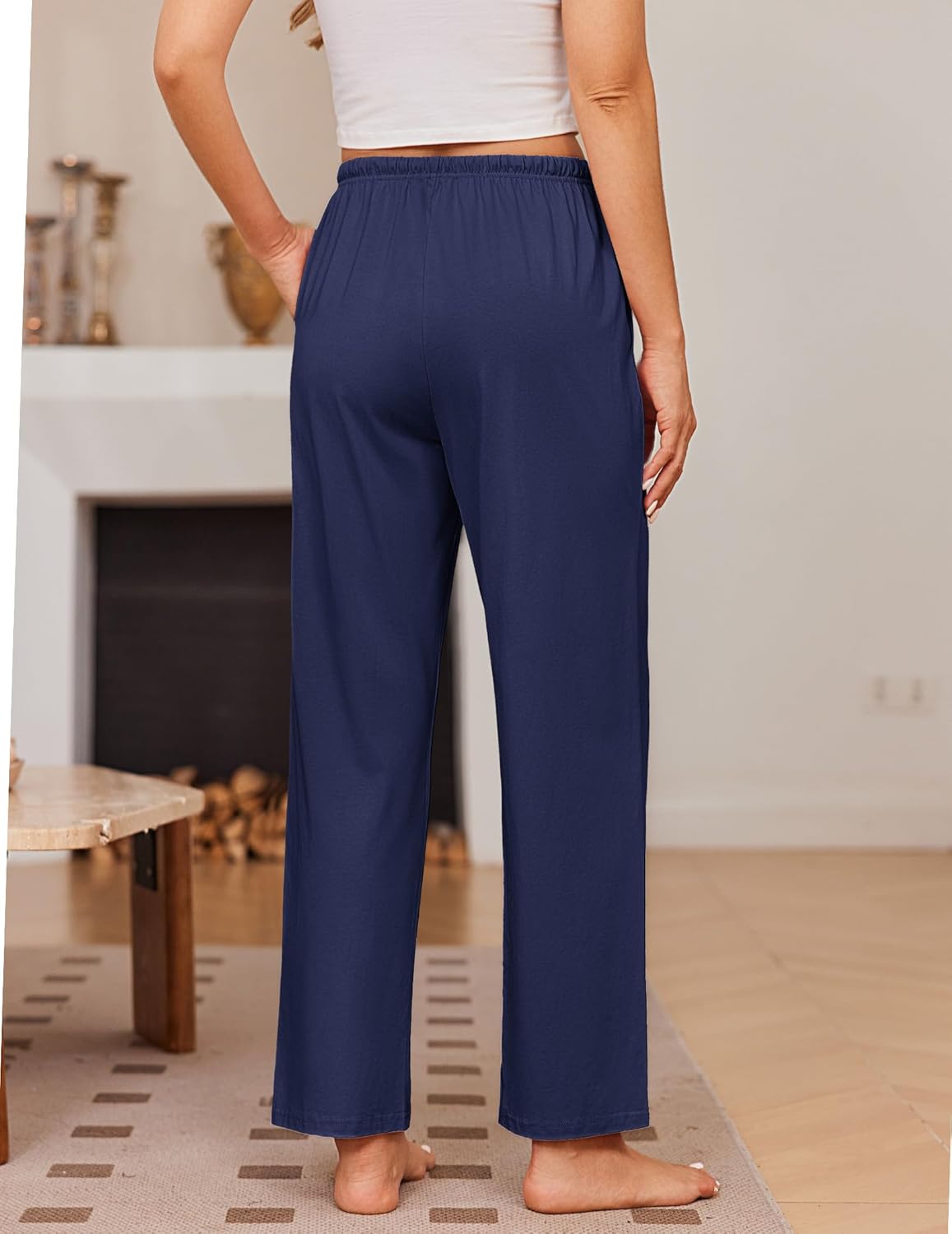 Ekouaer Women's 100% Cotton Pajama Pants Casual Drawstring Pj Bottom Soft Pj Pants - Image 5
