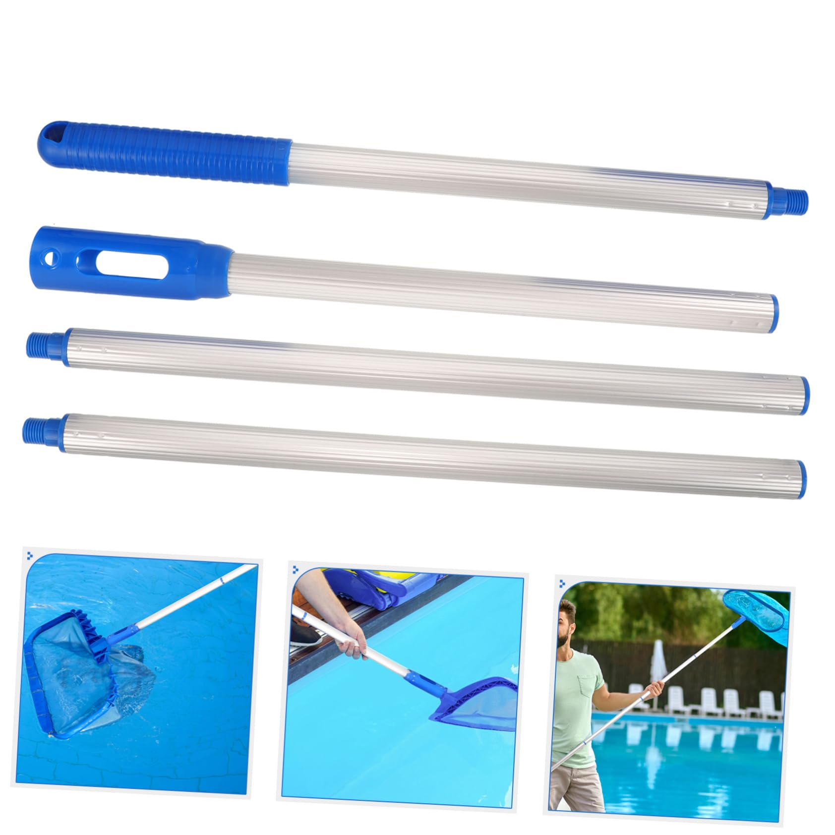 SUPVOX 3 Ensembles Perche télescopique pour Filet de pêche étagère pôle Panier Skimmer Piscine étang à Poissons - Accessoire de Skimmer Poteau réglable Poteau de Piscine en Aluminium PP