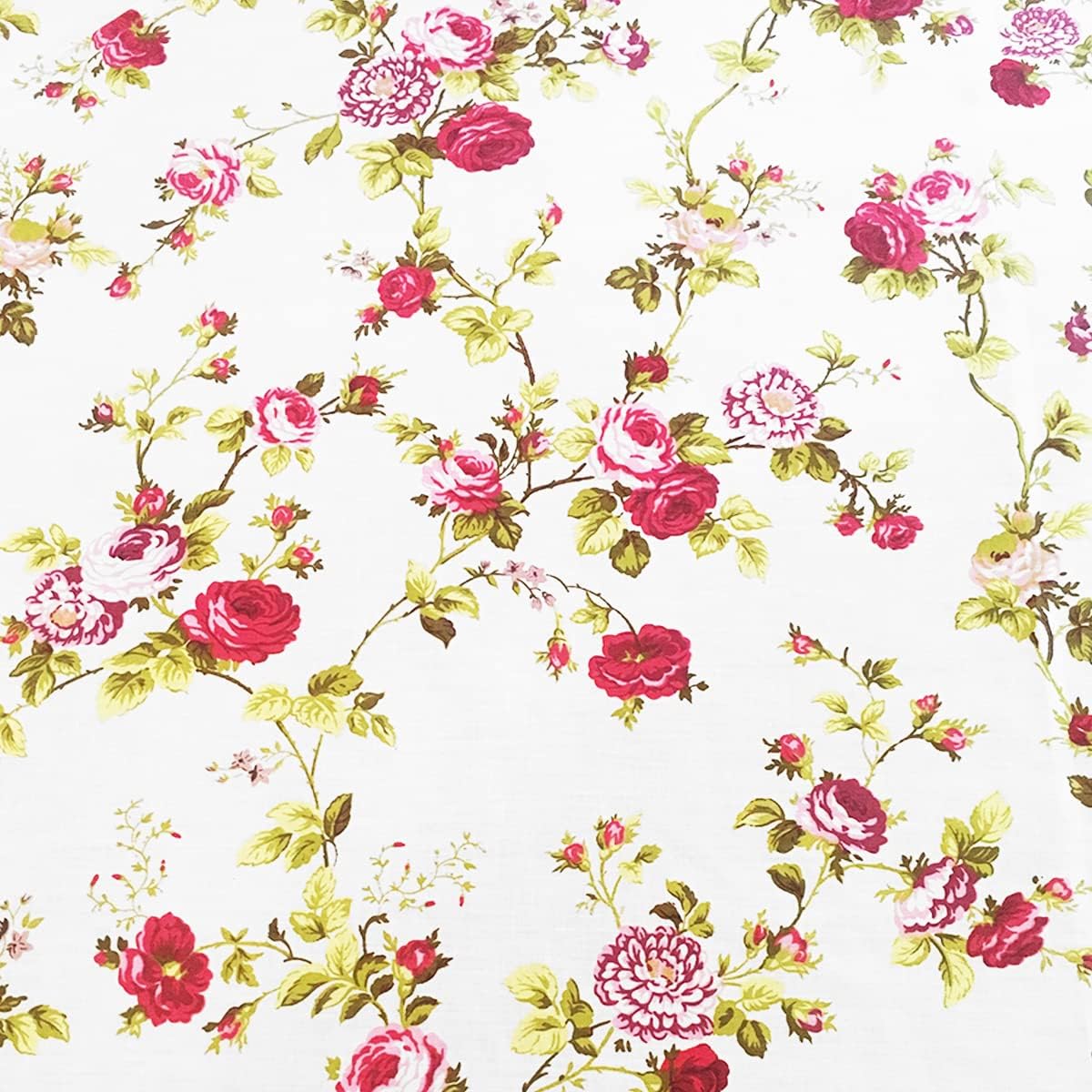 Zen Creative Designs Poly Cotton Vintage Floral Roses Print Fabric by The Yard 58 Inch Wide/Craft & Sewing Material (5 Yards, Teal)