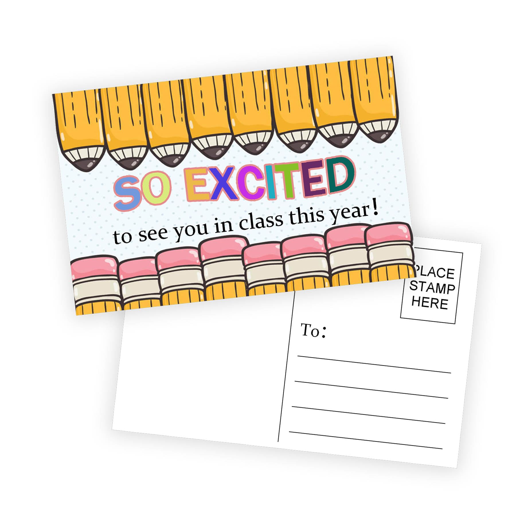 Hodmopli 100 Teacher Welcome Postcards for Students, 4x6 Inch “So Excited to See You” Back to School Cards, Bulk Happy Mail for Elementary Kindergarten Classroom