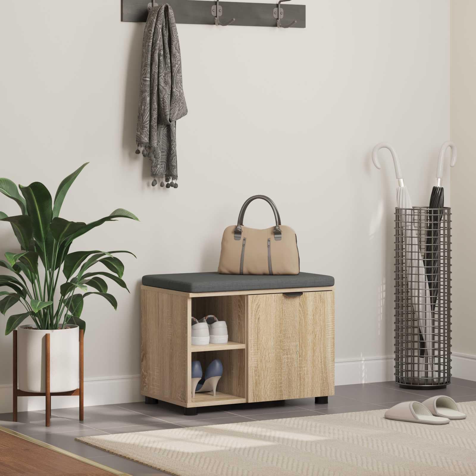 Banc avec espace de rangement pour petits couloirs : finissez-en avec le désordre au sol