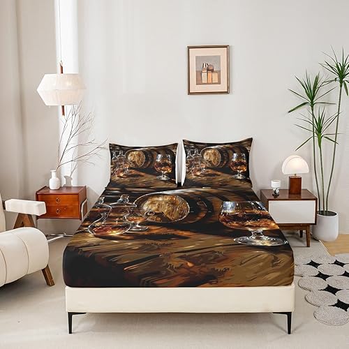 Miniatura 6 de Whisky - Juego de sábanas para niños, tamaño King, juego de ropa de cama rústica retro de grano de barril, decoración de habitación de niños y