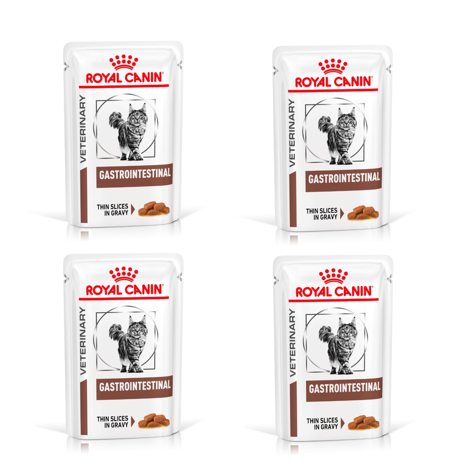 Royal Canin Veterinary Gastrointestinal | 4er Pack | 4 x 12 x 85 g | Nassfutter für ausgewachsene Katzen | Feine Stückchen in Soße | Bei Resorptionsstörungen des Darms