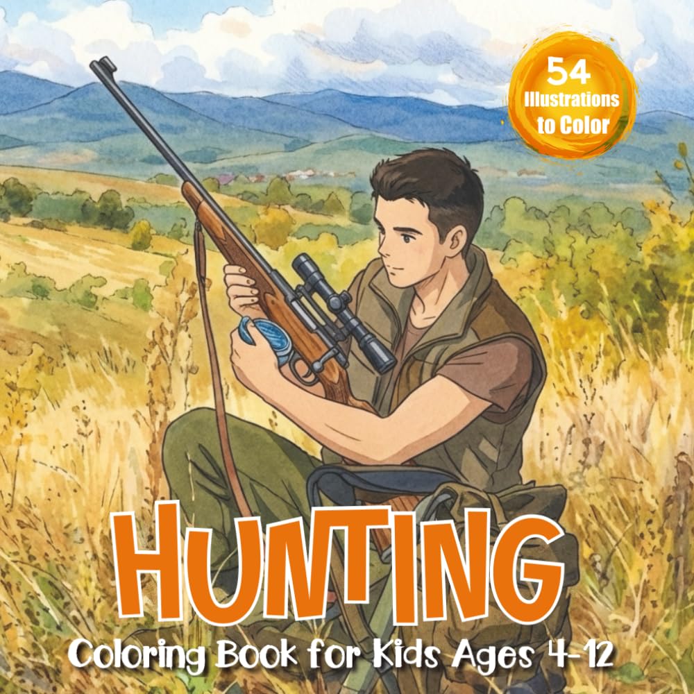 Hunting Coloring Book for Kids Ages 4-12: +50 Designs Educational Wildlife Scenes Featuring Deer, Bears, Moose, Ducks, Fishing Young Explorers | Outdoor Adventures for Young Hunters.