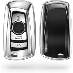 kwmobile Carcasa para Mando Compatible con BMW Llave de Coche con Control Remoto de 3 Botones (Solo Keyless Go) - Funda para Llaves de Coche con Botones de TPU - Plateado Brillante
