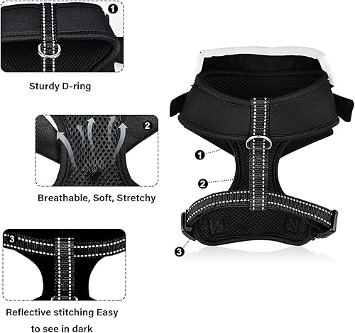 Miniatura 7 de Arnés de esmoquin para perros pequeños y correas, conjunto de arnés de boda suave, sin tirones, ajustable, de malla transpirable, chaleco para