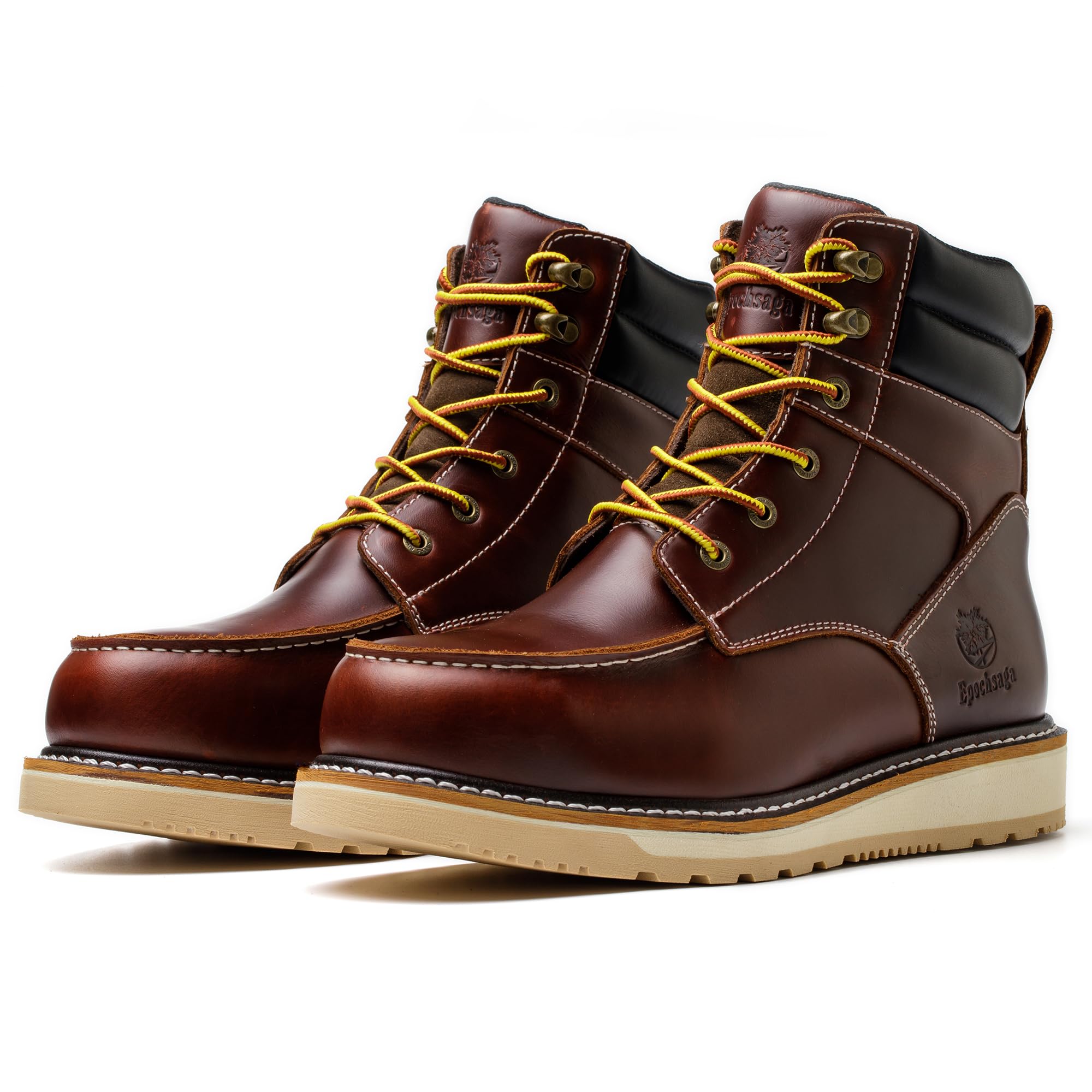 Impermeabile Morbido Moc Toe Moda Industiral & Construction Stivali da Lavoro 6 '' Marrone/Nero