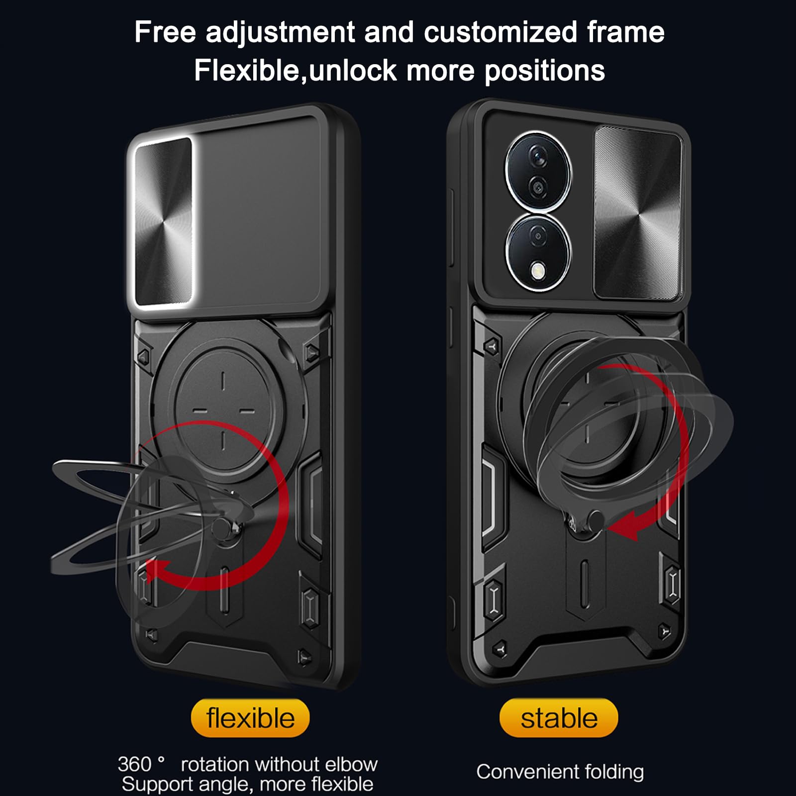 Case For Honor X7B (2024), Ring ARMOUR Shockproof Stand Phone Camera - View #9