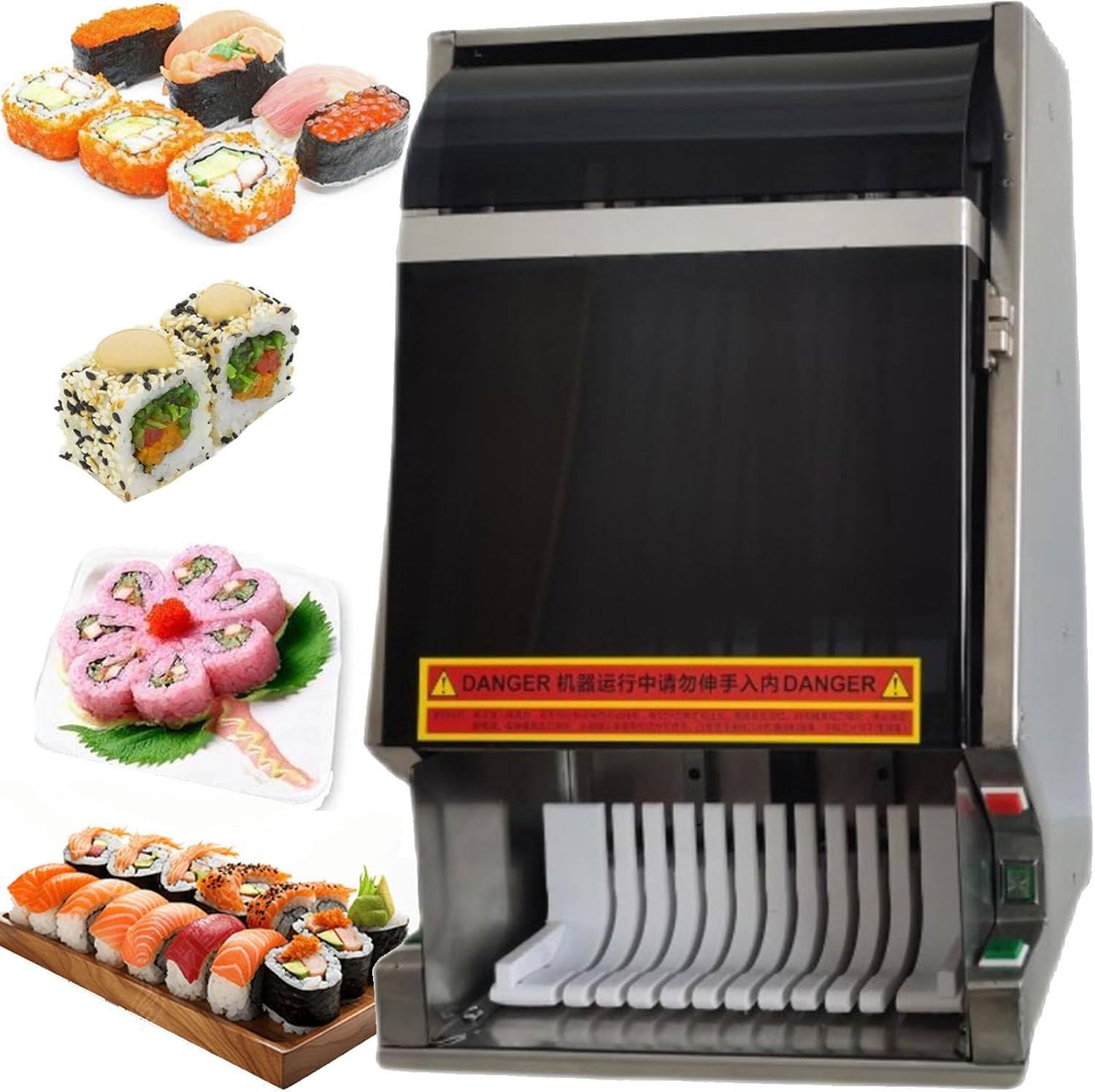 AYCDL Automatic Sushi Roll Cutter with Removable Stainless Steel Blade for Efficient, Smooth, and Uniform Slices,12slices,12slices