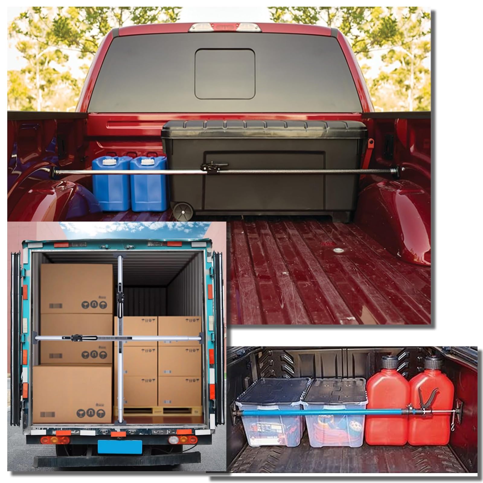 Barra di Carico for Cassone di Pick-up, Barra di Carico Regolabile for Carichi Pesanti, Asta di Supporto Telescopica for Camion con Cassone, Camper, Asta di Carico a Molla