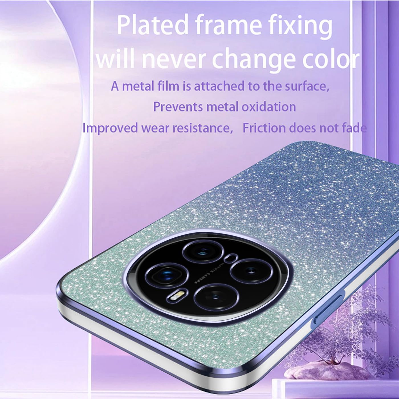 XINYEXIN Transparent Glitter Case For Honor Magic 5 Pro, Women Girls Bling Diamond Phone Case Ultra Thin Slim Portable Shockproof Protective Cover - Rose Gold - View #7