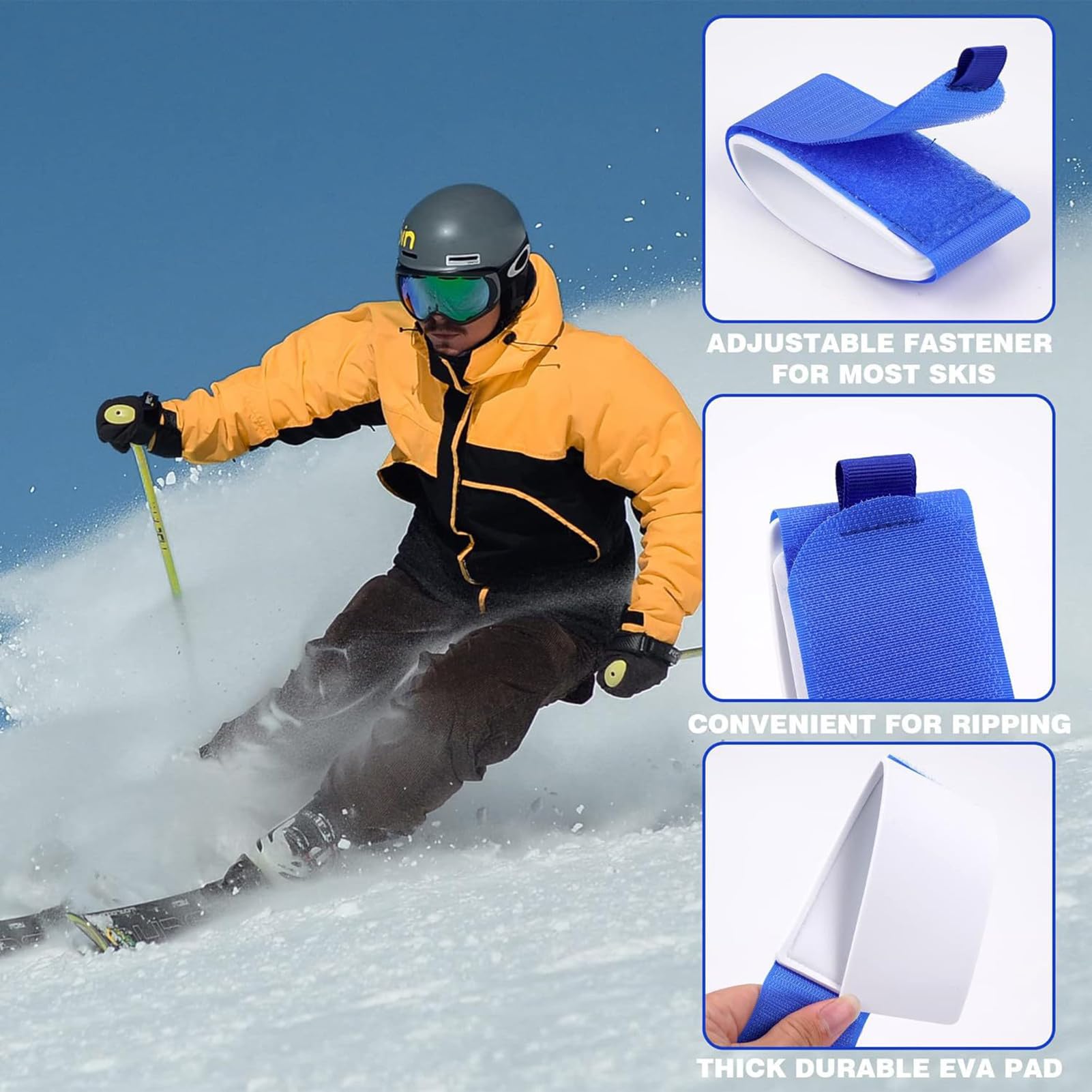 Cinghie porta sci, lacci per snowboard e sci, 4 cinghie regolabili in nylon, cinghie per il trasporto, accessori per sport invernali